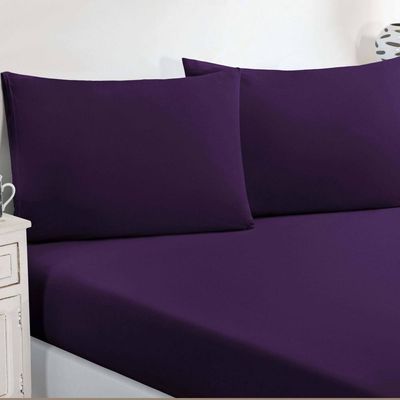 Jogo De Cama Malha Lençol 100% Algodão Gran Moratta 3 Peças Casal - na tonalidade Roxo