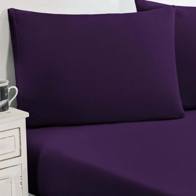 Jogo De Cama Malha Lençol 100% Algodão Gran Moratta 3 Peças Casal - na tonalidade Roxo