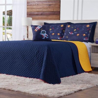 Cobre Leito Astronauta Queen 7 Pecas - Azul-amarelo - padrão de fabricação alto