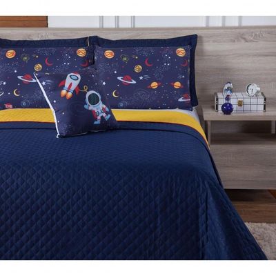 Cobre Leito Astronauta Queen 7 Pecas - Azul-amarelo - padrão de fabricação alto