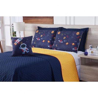 Cobre Leito Astronauta Queen 7 Pecas - Azul-amarelo - padrão de fabricação alto