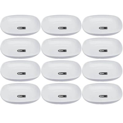Kit 12 Pratos Brancos Quadrados  17cm Coza Plástico Bandeja Essential Bar Restaurante