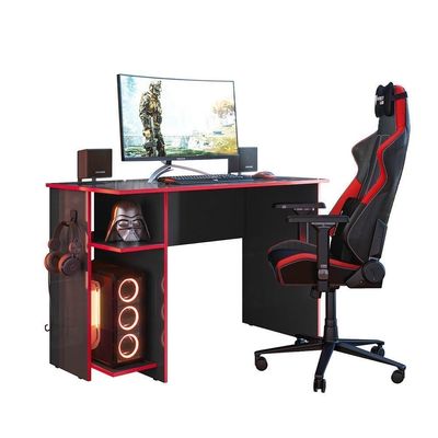 Mesa Gamer Com Suporte De Zalie Preto Vermelho