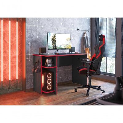 Mesa Gamer Com Suporte De Zalie Preto Vermelho