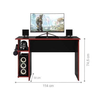 Mesa Gamer Com Suporte De Zalie Preto Vermelho