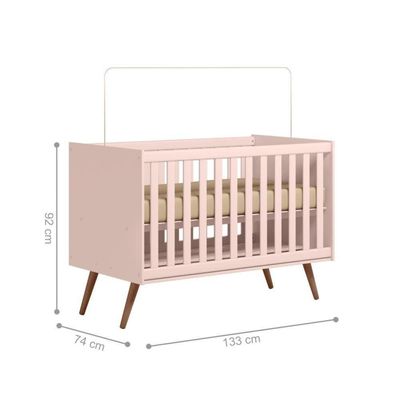 Conjunto Quarto Infantil Retro Berço E Comoda Jacarta Rosa