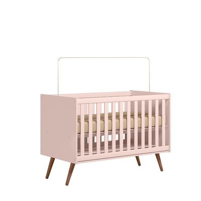 Berço Retro Mini Cama Com Pés Gael Rosa