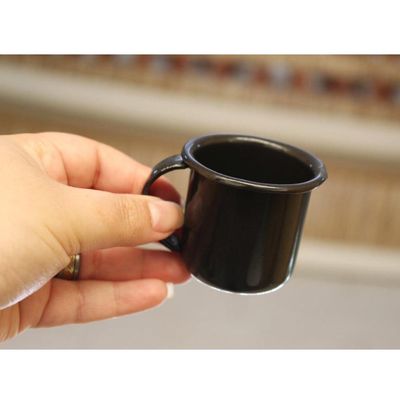 Jogo 6 Canecas Esmaltadas Pequenas Com Alças 90ml Xícaras Ágata Para Café Preto
