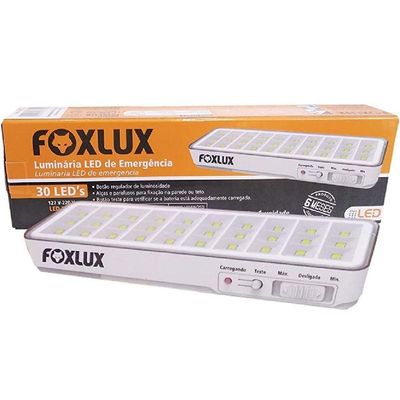 Kit 5 Luminária Led Emergência Bivolt Recarregável Foxlux