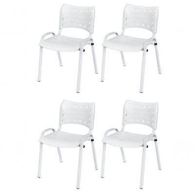 Cadeira Iso Base Branco Igreja, Escola, Escritório - Branco Kit 4 Peças