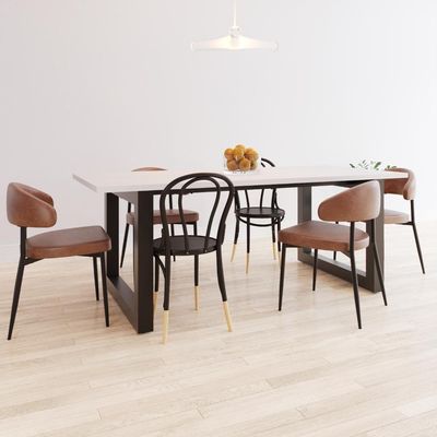 Mesa De Jantar Bronx R 200x90x77cm Brmj9200r Branco Tx - Est.preta Branco Tx/est.preta