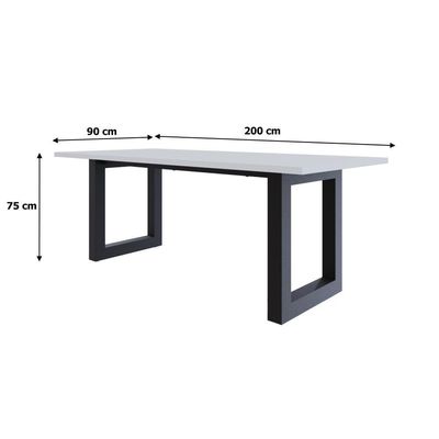 Mesa De Jantar Bronx R 200x90x77cm Brmj9200r Branco Tx - Est.preta Branco Tx/est.preta