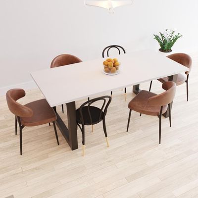 Mesa De Jantar Bronx R 200x90x77cm Brmj9200r Branco Tx - Est.preta Branco Tx/est.preta