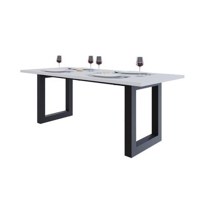 Mesa De Jantar Bronx R 200x90x77cm Brmj9200r Branco Tx - Est.preta Branco Tx/est.preta