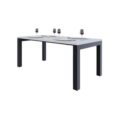 Mesa De Jantar Bronx U 180x90x77cm Brmj9180u Branco Tx - Est.preta Branco Tx/est.preta