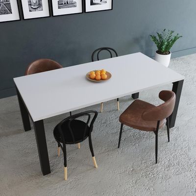 Mesa De Jantar Bronx U 180x90x77cm Brmj9180u Branco Tx - Est.preta Branco Tx/est.preta