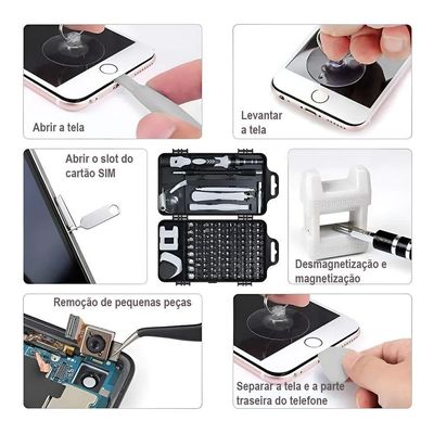 Kit Ferramentas 115 Peças Chave De Fenda De Precisão Para Pcs Notebooks Celulares E Vídeo Games