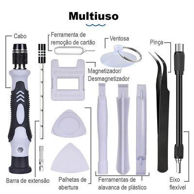 Kit Ferramentas 115 Peças Chave De Fenda De Precisão Para Pcs Notebooks Celulares E Vídeo Games
