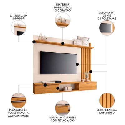 Painel Para Suspenso 55 Pol 160cm Aster H01 Cinamomo-off - Mpozenato