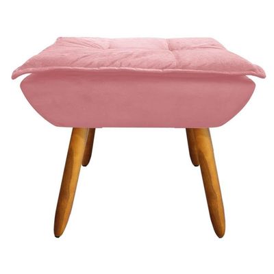 Kit 2 Poltronas Decorativas Pés Palito Com Puff Opla Suede Rose - Ibiza