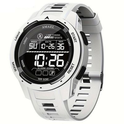 Relógio Esportivo Multifuncional Display Led Com Pulseira Tpu à Prova D'água Branco