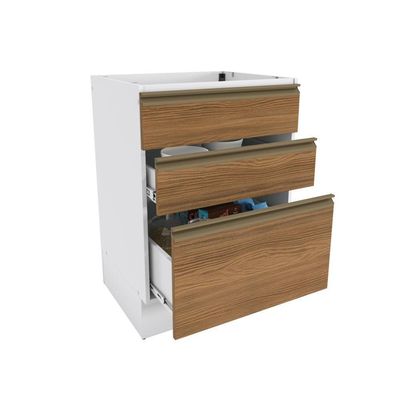 Balcão 3 Gavetas Kappesberg Celeste 100% Mdf Branco-nogueira 60cm