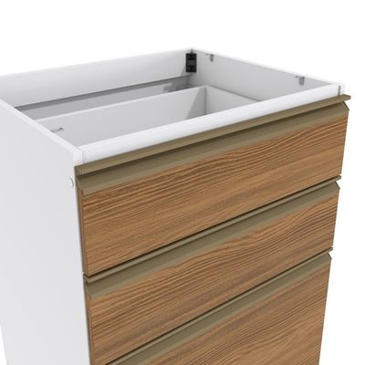 Balcão 3 Gavetas Kappesberg Celeste 100% Mdf Branco-nogueira 60cm