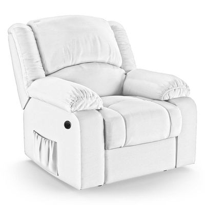Poltrona Do Papai Reclinável Pietra Power Elétrica Massagem Fh9 Pu Branco - Mpozenato