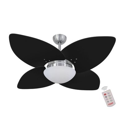 Ventilador De Teto Escovado 4 Pás Preto 220V C/ Controle 220V