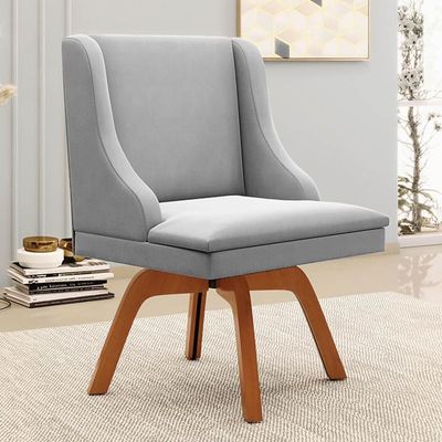 Kit 4 Cadeiras Estofadas Giratória Para Sala De Jantar Lia Suede Cinza - Ibiza