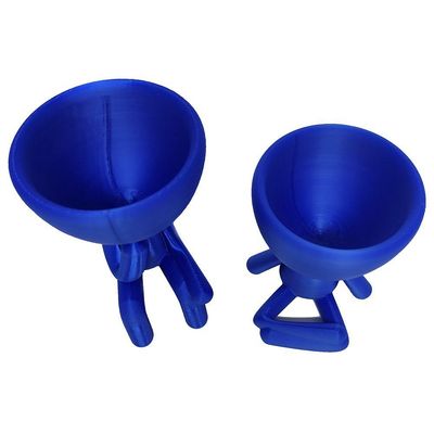 Kit 2 Vasos Sentados 15 Cm Suculentas Robert Plant Decoração Decorativo Azul Metálico