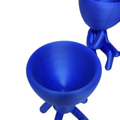 Kit 2 Vasos Sentados 15 Cm Suculentas Robert Plant Decoração Decorativo Azul Metálico
