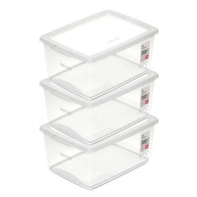 Kit Caixa Organizadora Plástica Cristal 7,5l Ordene 3 Unidades