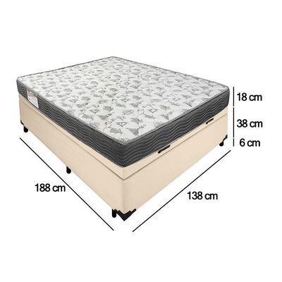 Cama Box Baú Casal Sintético + Colchão De Espuma D33 - Sereneprime - 138cm Bege