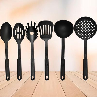 Conjunto Utensílios Cozinha Nylon Black Luxo Elegante 6 peças