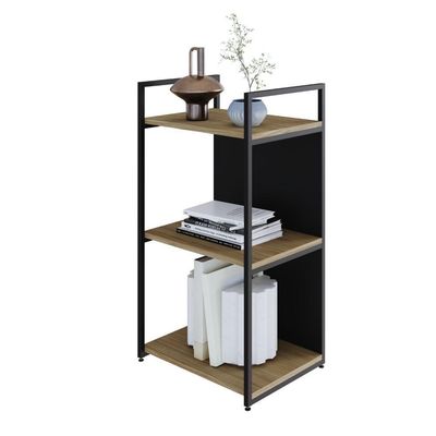 Estante C/03 Prateleiras 84x45x33cm C/fundo Yon Vermont Oak/est.preta Vermont Oak/est.preta