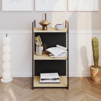 Estante C/03 Prateleiras 84x45x33cm C/fundo Yon Vermont Oak/est.preta Vermont Oak/est.preta