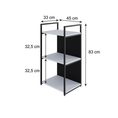 Estante C/03 Prateleiras 84x45x33cm C/fundo Yon Branco Tx/est.preta Branco Tx/est.preta