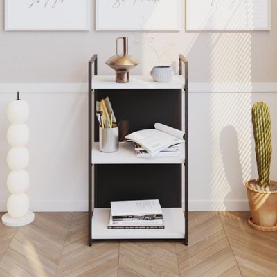 Estante C/03 Prateleiras 84x45x33cm C/fundo Yon Branco Tx/est.preta Branco Tx/est.preta