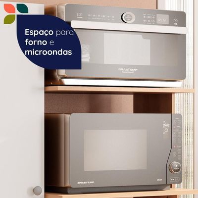 Armário De Cozinha Multiuso âmbar 3 Portas Forno E Micro Freijó Com Branco Freijó Com Branco