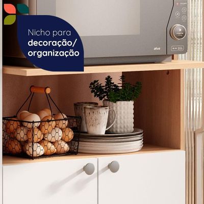 Armário De Cozinha Multiuso âmbar 3 Portas Forno E Micro Freijó Com Branco Freijó Com Branco