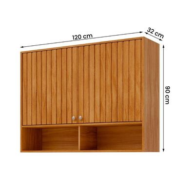 Armario Aereo Divina 120 Cm Com 2 Portas Cinamomo Cinamomo