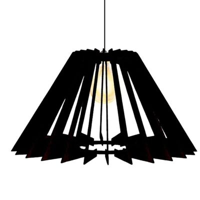 Luminária Teto Tipo Pendente Pirâmide Mdf Completa - Preta