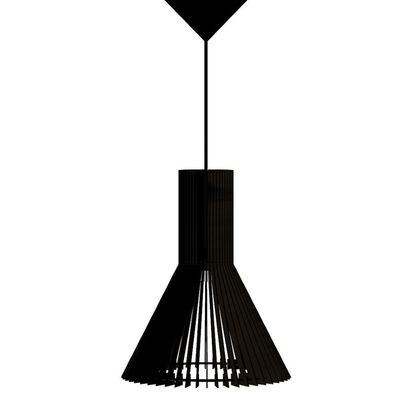 Luminária Teto Tipo Pendente Funil Mdf Completa - Preta
