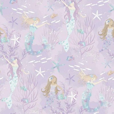 Papel De Parede Sereias - G78391 Roxo E Gliter Tiny Tots 2 - G78391