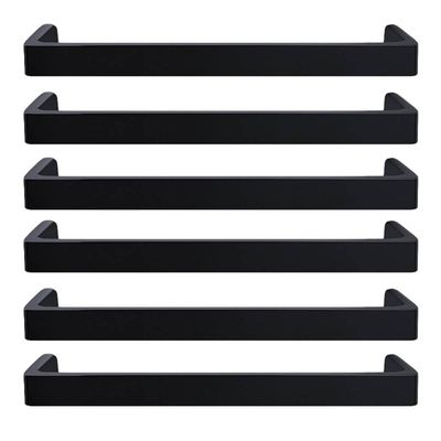 Kit 6 Puxadores Alça Piauí 16cm Preto Fosco Torralba Sobrepor Móveis Planejados Armários
