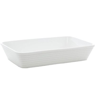 Assadeira de Porcelana Branca 1,5L Refratário Retangular Servir Mesa Posta Lyor Línea