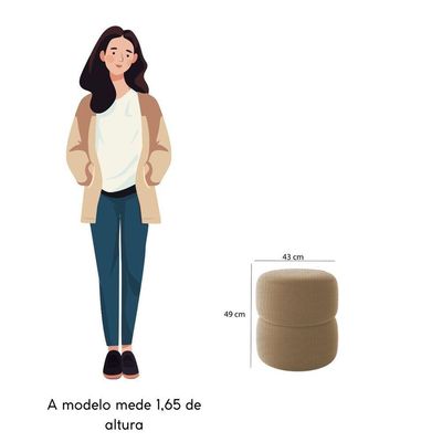 Kit Poltrona E Puff Decorativo Escritório Sala Recepção Maia Linho Bege