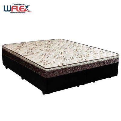 Cama Box Queen Bipartido Sintético + Colchão Elegance Ortopédico Espuma D33 Extra Firme 158x198x63 Preto