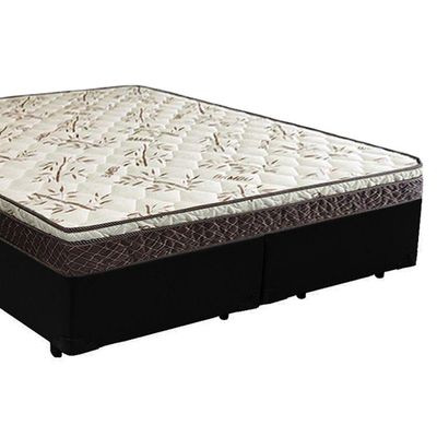 Cama Box Queen Bipartido Sintético + Colchão Elegance Ortopédico Espuma D33 Extra Firme 158x198x63 Preto